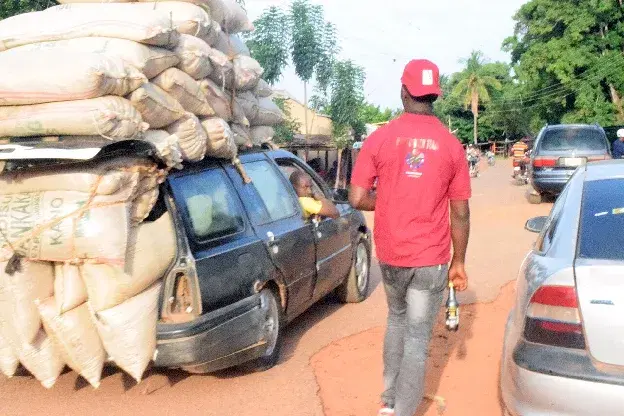 An overloaded commercial vehicle